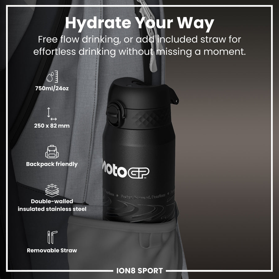 MotoGP x ION8 Insulated Steel Water Bottle, MotoGP Lean, 750ml (24oz)