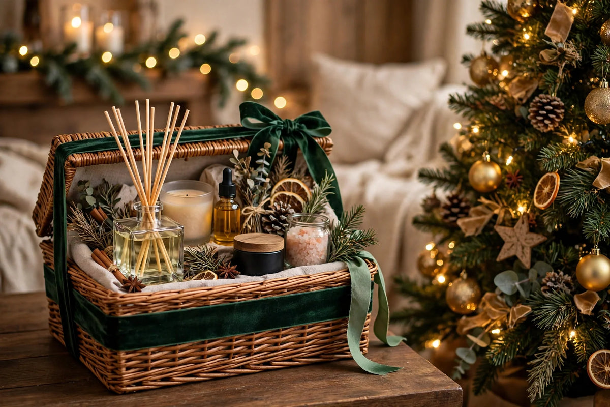 Personalised luxury Christmas hamper with reed diffuser