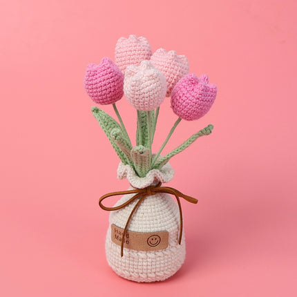 Finished Handmade Wool Woven Home Decoration Tulip Potted Plant - 𝓢𝓱𝓸𝓹𝓵𝓮𝓬𝔂