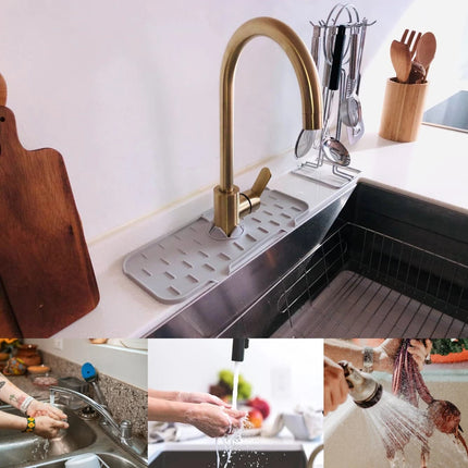 Kitchen Silicone  Faucet Absorbent Mat Sink Splash Guard Silicone Faucet Splash Catcher Countertop Protector For Bathroom Kitchen Gadgets - 𝓢𝓱𝓸𝓹𝓵𝓮𝓬𝔂
