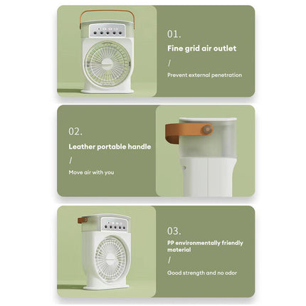 Portable USB Air Conditioner Cooling Fan With 5 Sprays 7 Color Light 600ML Water Tank Spray Mist Air Cooler Humidifiers - 𝓢𝓱𝓸𝓹𝓵𝓮𝓬𝔂