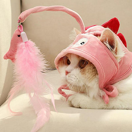 New Head Wearing Feather Funny Cat Stick Funny Cat Toy Stick Gray Big Eye Pet Toys Pet Products - 𝓢𝓱𝓸𝓹𝓵𝓮𝓬𝔂