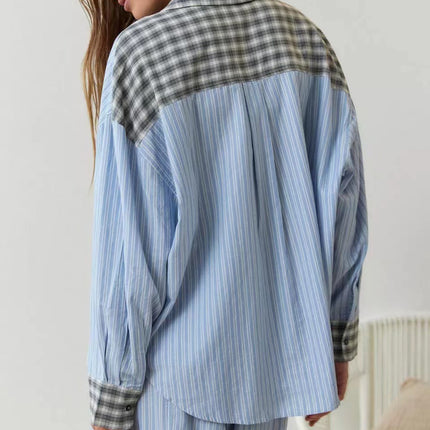 Autumn Women's Clothing Casual Homewear Plaid Shirt Outfit - 𝓢𝓱𝓸𝓹𝓵𝓮𝓬𝔂