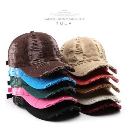 Retro Pure Color Washed Hole Light Board Baseball Cap - 𝓢𝓱𝓸𝓹𝓵𝓮𝓬𝔂