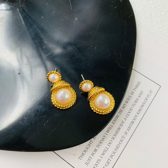 Colorful Highlighter Shell Beads Bronze Earrings Vintage - 𝓢𝓱𝓸𝓹𝓵𝓮𝓬𝔂