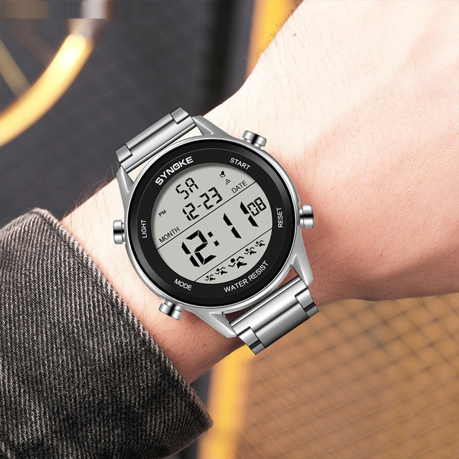 Steel Belt Sports Electronic Watch Waterproof Multifunctional Large Screen Luminous - 𝓢𝓱𝓸𝓹𝓵𝓮𝓬𝔂