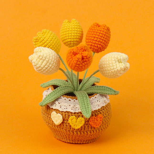 Finished Handmade Wool Woven Home Decoration Tulip Potted Plant - 𝓢𝓱𝓸𝓹𝓵𝓮𝓬𝔂