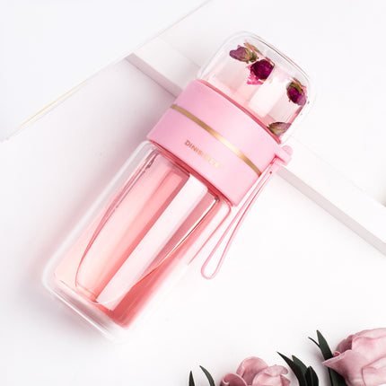 Glass Water Bottle With Tea Infuser Filter Tea Separation Double Wall Glass Bottle Leakproof Water Bottle - 𝓢𝓱𝓸𝓹𝓵𝓮𝓬𝔂