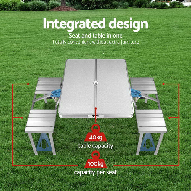 Outdoor One-piece Folding Table And Chair Aluminum Alloy Folding Table Wholesale Barbecue Household Camping Aluminum Alloy Portable Table And Chair - 𝓢𝓱𝓸𝓹𝓵𝓮𝓬𝔂