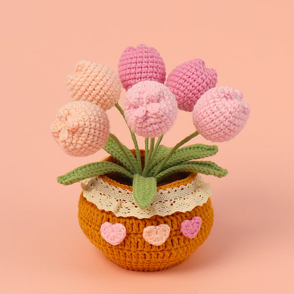 Finished Handmade Wool Woven Home Decoration Tulip Potted Plant - 𝓢𝓱𝓸𝓹𝓵𝓮𝓬𝔂