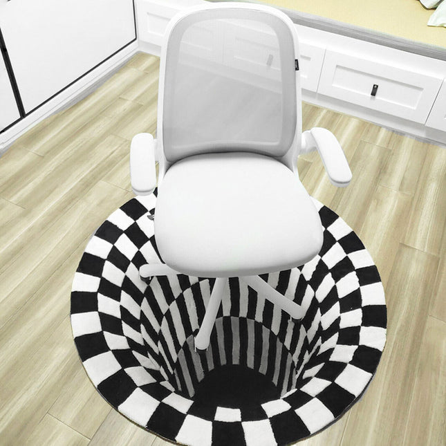 3D Vortex Carpet Black White Grid Bottomless Hole Illusion Rug Living Room Bedroom Anti-Slip Floor Mats Home Fashion Carpet Rugs - 𝓢𝓱𝓸𝓹𝓵𝓮𝓬𝔂