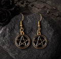 Black and Gold Gothic Halloween Dangle Drop Earrings