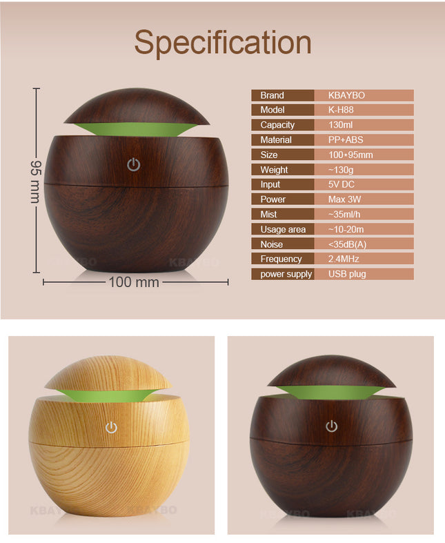 USB Aroma Essential Oil Ultrasonic Cold Steam Diffuser Air Humidifier Purifier 7 Color Change LED Night Light for Home Office - 𝓢𝓱𝓸𝓹𝓵𝓮𝓬𝔂