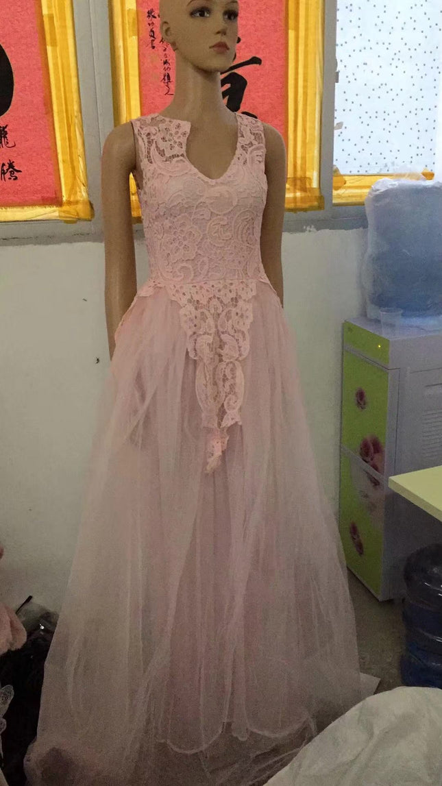 Women Wedding Dress Sleevless Flowers Lace Dress - 𝓢𝓱𝓸𝓹𝓵𝓮𝓬𝔂