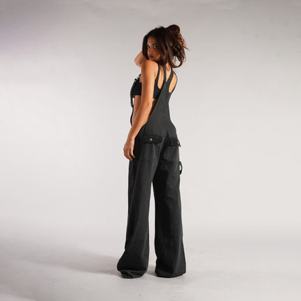 Y2K Zipper Denim Overalls With Pockets Fashion Loose Suspender Jumpsuit Streetwear Jeans Pants Womens Clothing - 𝓢𝓱𝓸𝓹𝓵𝓮𝓬𝔂