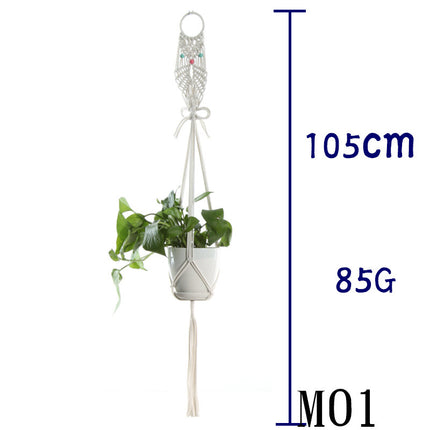 Flower Pot Net Bag Beige Cotton Rope Indoor Plant Hanger Hanging Basket Sling - 𝓢𝓱𝓸𝓹𝓵𝓮𝓬𝔂
