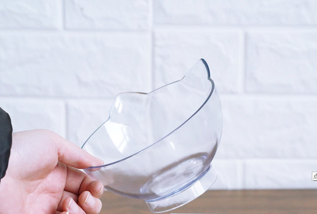 New Inclined Food Cat Ear Oblique Mouth Transparent Single Pet Bowl - 𝓢𝓱𝓸𝓹𝓵𝓮𝓬𝔂