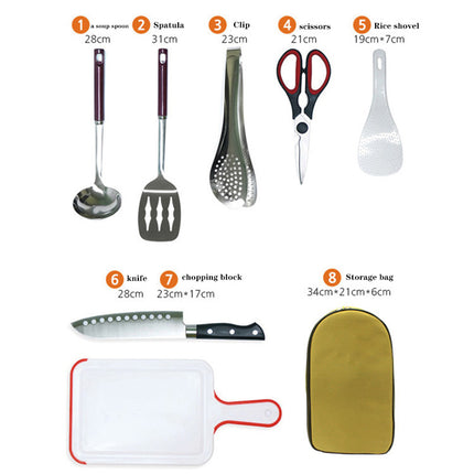 8pcs Camp Kitchen Cooking Utensil Set Travel Organizer Grill Accessories Portable Compact Gear For BBQ Camping Hiking - 𝓢𝓱𝓸𝓹𝓵𝓮𝓬𝔂