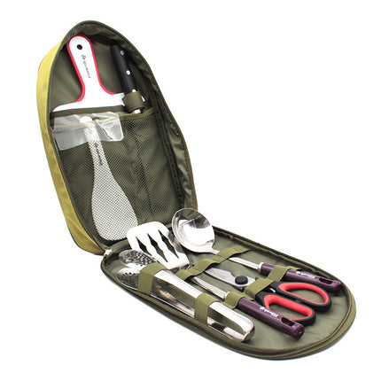 8pcs Camp Kitchen Cooking Utensil Set Travel Organizer Grill Accessories Portable Compact Gear For BBQ Camping Hiking - 𝓢𝓱𝓸𝓹𝓵𝓮𝓬𝔂