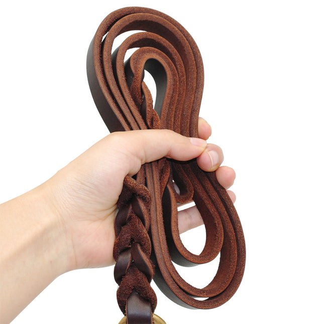 The first layer of leather dog leashes in the large dog chain demu training rope horse dog Golden Retriever dog rope - 𝓢𝓱𝓸𝓹𝓵𝓮𝓬𝔂