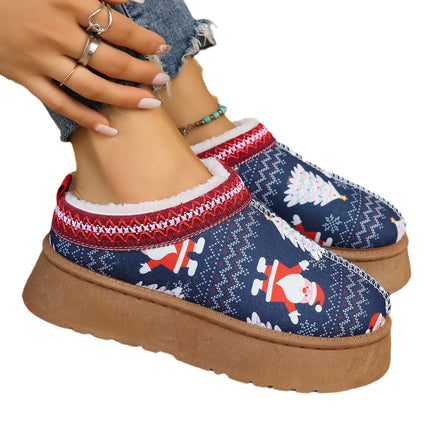 Women's Cartoon Christmas Print Ankle Boots Casual Slip On Plush Lined Home Shoes Comfortable Winter Short Boots - 𝓢𝓱𝓸𝓹𝓵𝓮𝓬𝔂