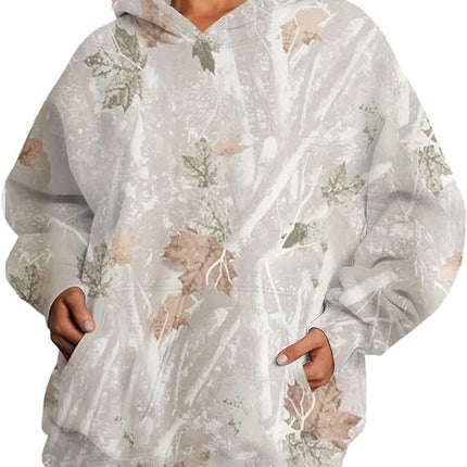 Camouflage Hoodie Maple Leaf Print Oversized Sports Hoodie With Pocket Break - 𝓢𝓱𝓸𝓹𝓵𝓮𝓬𝔂