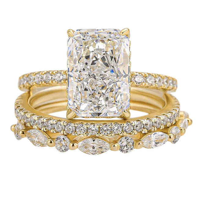 S925 Sterling Silver Super Shiny Ice Flower Cut Zircon Ring Suit - 𝓢𝓱𝓸𝓹𝓵𝓮𝓬𝔂