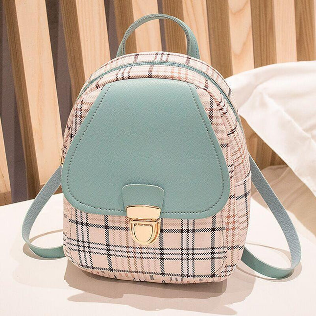 Ladies Check Lock Small Backpack One Shoulder Diagonal Handbag Coin Purse - 𝓢𝓱𝓸𝓹𝓵𝓮𝓬𝔂