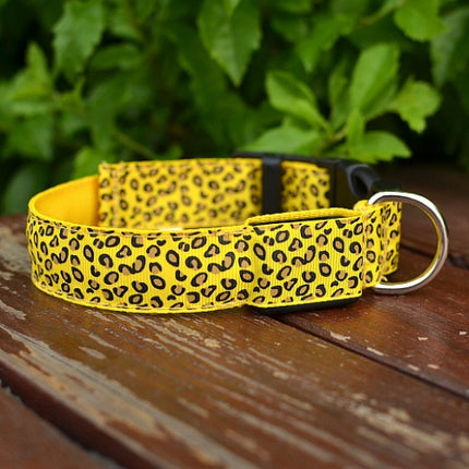 LED Dog Collar Safety Adjustable Nylon Leopard Pet Collar - 𝓢𝓱𝓸𝓹𝓵𝓮𝓬𝔂