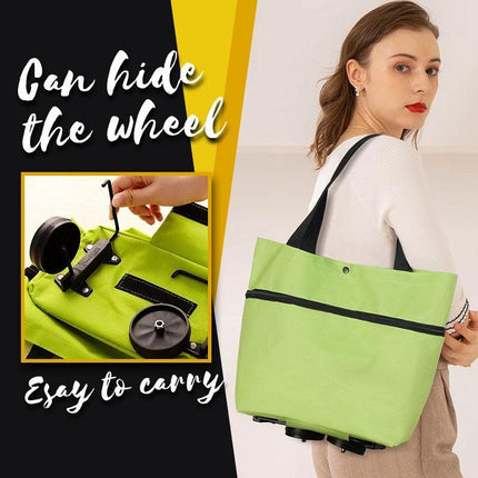 2 in 1 Foldable Shopping Cart with Wheels Premium Oxford Fabric Multifunction Shopping Bag Organizer High Capacity - 𝓢𝓱𝓸𝓹𝓵𝓮𝓬𝔂