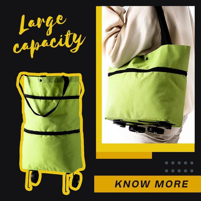 2 in 1 Foldable Shopping Cart with Wheels Premium Oxford Fabric Multifunction Shopping Bag Organizer High Capacity - 𝓢𝓱𝓸𝓹𝓵𝓮𝓬𝔂