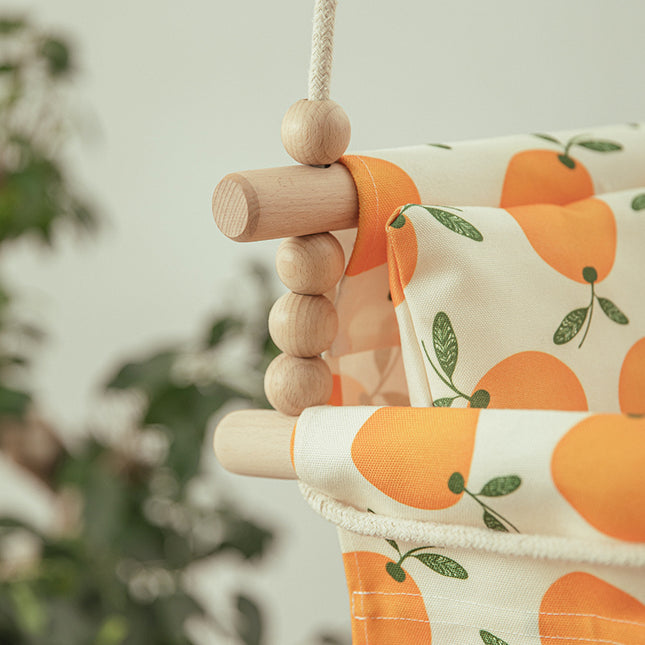 Cotton Canvas Baby Swing Chair Hanging Swing Indoor Outdoor Safety Baby Children's Toy Wooden Seat With Cushion Baby Room Decor - 𝓢𝓱𝓸𝓹𝓵𝓮𝓬𝔂