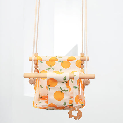 Cotton Canvas Baby Swing Chair Hanging Swing Indoor Outdoor Safety Baby Children's Toy Wooden Seat With Cushion Baby Room Decor - 𝓢𝓱𝓸𝓹𝓵𝓮𝓬𝔂