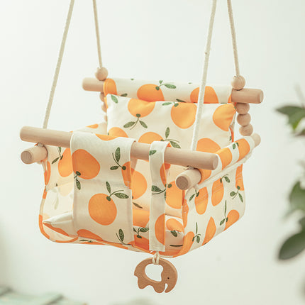 Cotton Canvas Baby Swing Chair Hanging Swing Indoor Outdoor Safety Baby Children's Toy Wooden Seat With Cushion Baby Room Decor - 𝓢𝓱𝓸𝓹𝓵𝓮𝓬𝔂