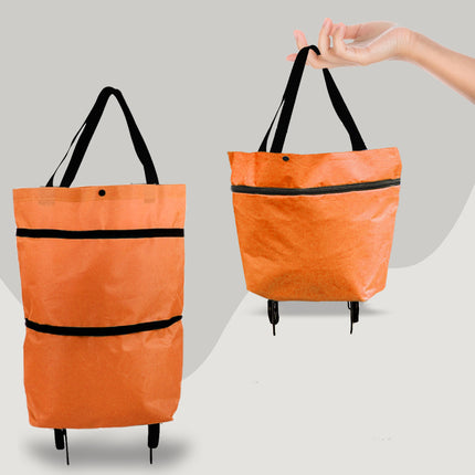 2 in 1 Foldable Shopping Cart with Wheels Premium Oxford Fabric Multifunction Shopping Bag Organizer High Capacity - 𝓢𝓱𝓸𝓹𝓵𝓮𝓬𝔂