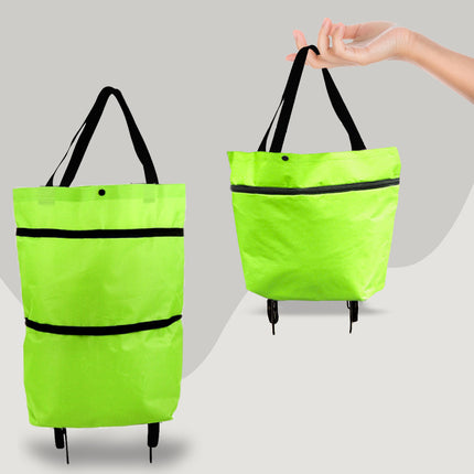2 in 1 Foldable Shopping Cart with Wheels Premium Oxford Fabric Multifunction Shopping Bag Organizer High Capacity - 𝓢𝓱𝓸𝓹𝓵𝓮𝓬𝔂