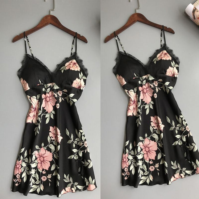 Robe Underwear women's night dress lace sleepwear Silk Satin - 𝓢𝓱𝓸𝓹𝓵𝓮𝓬𝔂