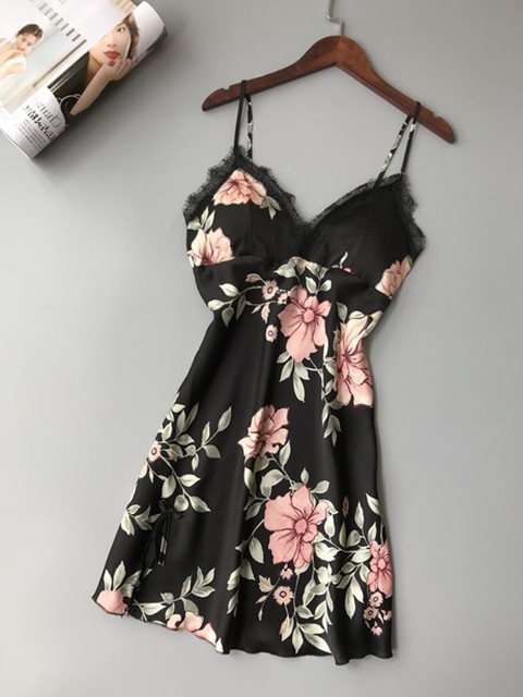 Robe Underwear women's night dress lace sleepwear Silk Satin - 𝓢𝓱𝓸𝓹𝓵𝓮𝓬𝔂