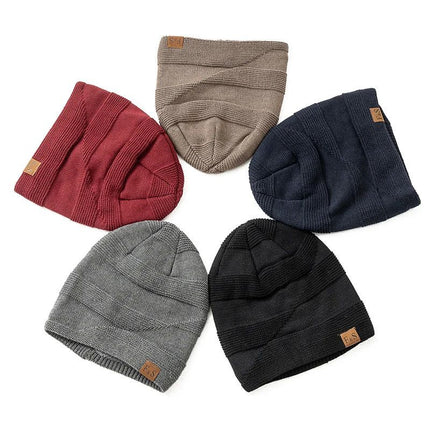 Fleece-lined Pullover Keep Warm Knitted Cloth Label Woolen Cap - 𝓢𝓱𝓸𝓹𝓵𝓮𝓬𝔂