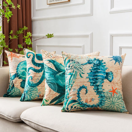 Cushion Covers Sea Turtle Printed Throw Pillow Cases For Home Decor Sofa Chair Seat - 𝓢𝓱𝓸𝓹𝓵𝓮𝓬𝔂