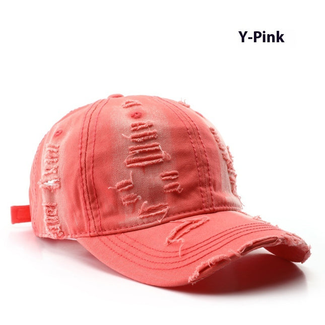 Retro Pure Color Washed Hole Light Board Baseball Cap - 𝓢𝓱𝓸𝓹𝓵𝓮𝓬𝔂