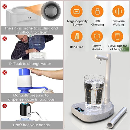 Added Extension Tupe Water Dispenser Automatic Water Bottle Desktop Rechargeable Water Dispenser With Stand - 𝓢𝓱𝓸𝓹𝓵𝓮𝓬𝔂