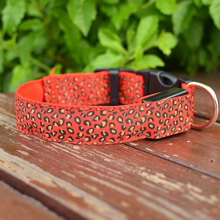 LED Dog Collar Safety Adjustable Nylon Leopard Pet Collar - 𝓢𝓱𝓸𝓹𝓵𝓮𝓬𝔂