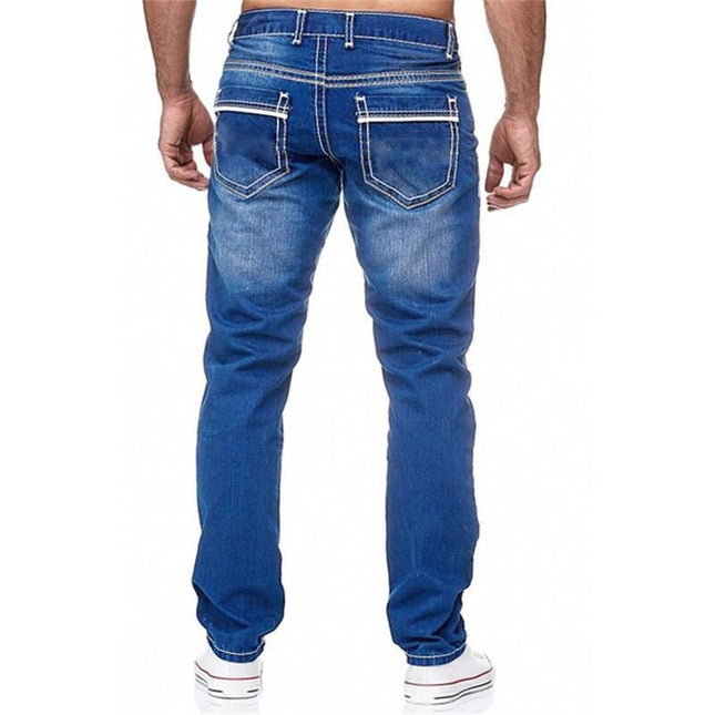 Men Jeans With Pockets Straight Pants Business Casual Daily Streetwear Trousers Men's Clothing - 𝓢𝓱𝓸𝓹𝓵𝓮𝓬𝔂