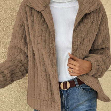 Women's Fleece Lapel Cropped Jacket - 𝓢𝓱𝓸𝓹𝓵𝓮𝓬𝔂