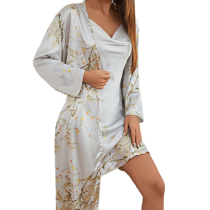 Ladies' Homewear Lace-up Nightdress Two-piece Set - 𝓢𝓱𝓸𝓹𝓵𝓮𝓬𝔂