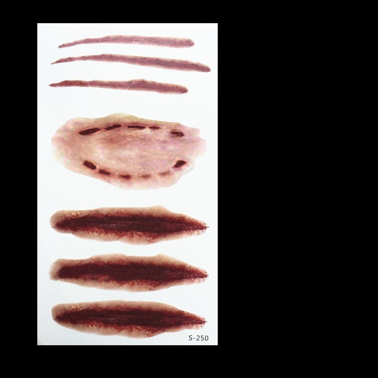 Realistic Fake Wound Tattoo Stickers - Halloween Special Effects Makeup - Waterproof Scar Temporary Tattoos