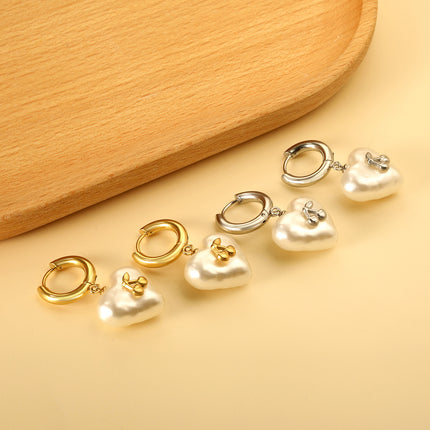 Versatile Personality Stainless Steel Circle Cherry Heart Pearl Earrings - 𝓢𝓱𝓸𝓹𝓵𝓮𝓬𝔂