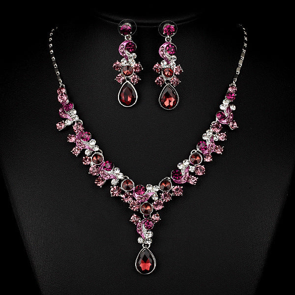 Western Wedding Photography Wedding Bride Necklace Earrings Simple Two Piece Suite Imported Transparent Diamond Jewelry - 𝓢𝓱𝓸𝓹𝓵𝓮𝓬𝔂