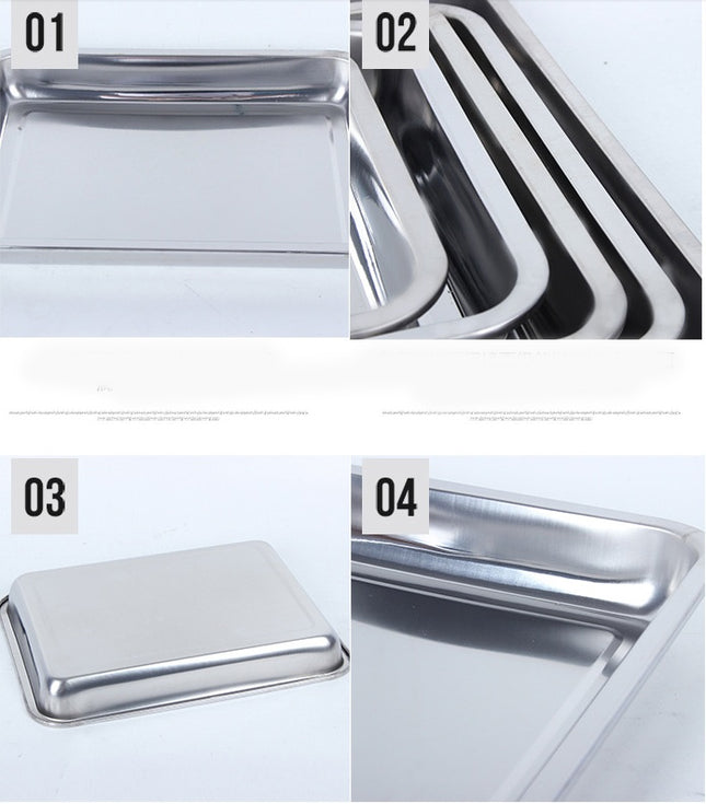 Stainless Steel Storage Trays Square Plate Thickening Pans Rectangular Tray Barbecue Deep Rice Dishes Bbq Kitchen Accessories - 𝓢𝓱𝓸𝓹𝓵𝓮𝓬𝔂